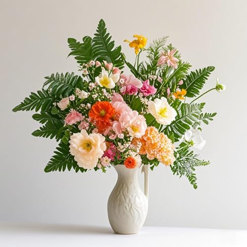 24PCS Artificial Silk Green Fern Leaves Realistic Cemetery Flowers & Leaf Picks for for Cemetery, Grave, Headstone, Wedding & Home Décor