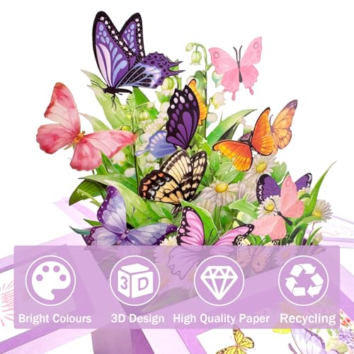Birthday Cards for Women, Butterfly Pop Up Card Box | Happy Birthday Gifts Cards for Women, Daughter, Mom, Sister, Friend, Butterflies Greeting Card with Blank Notecard & Envelope - color: Happy Birthday Butterfly