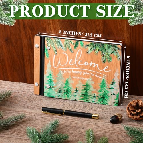 Skyygemm Vacation Rental Guest Book with Pen, Welcome Cabin Wooden Book - style: Welcome