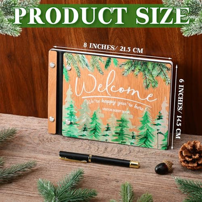 Skyygemm Vacation Rental Guest Book with Pen, Welcome Cabin Wooden Book - style: Welcome