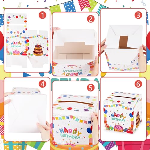 Hxezoc Happy Birthday Card Box Party Favors Post Box Cardboard Receiving Money Box Holder for Kids Baby Adults Birthday Party, Baby Shower Table Centerpiece Decorations Supplies - style: Birthday