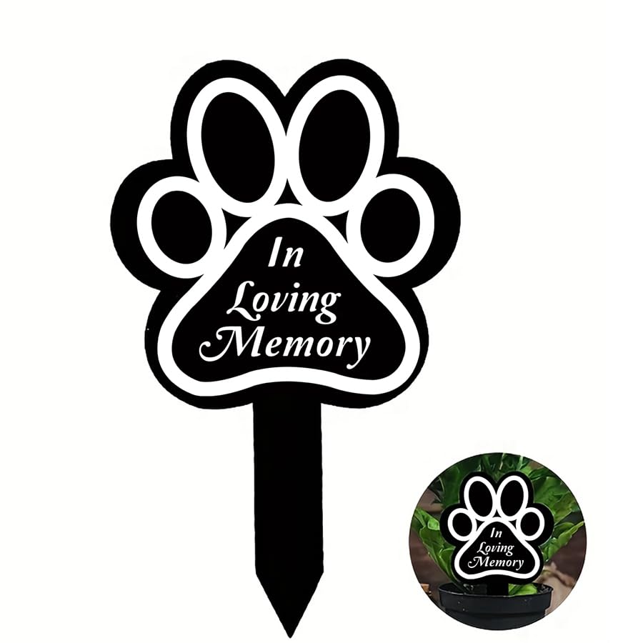 ARFUKA Pet Grave Markers Dog & Cat Paw Print Memorial Plaques Outdoor Cemetery Decorations Sympathy Remembrance Gifts for Loss of Pet