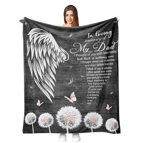 Dad Memorial Gifts, Sympathy Gifts for Loss of Loved One, Bereavement Gifts for Loss of Father, Loss of Father Sympathy Gift, in Memory of Dad Throw Blanket 60" X 50" - color: Bereavement Blanket-father