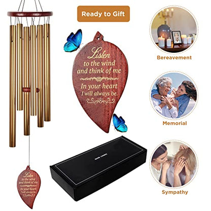 Memorial Wind Chimes Gift, Windchime for Loss of Loved one, Outside deep Tone Large aluminiu, Bereavement Memorial Gifts Sympathy Wind Chimes,Unisex Gift Garden Decor,mom,Grandmother,Women Gifts - size: Teardrop-Golden Envelope