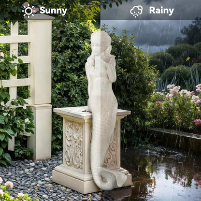 Large Mermaid Garden Statue, 25.6 in DIY Outdoor Sculpture Figurines - color: Mermaid-25.6"