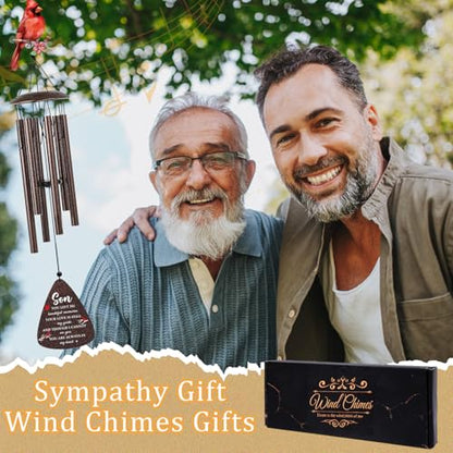Memorial Gifts for Loss of Son - 32'' Cardinal Memorial Wind Chimes for Outside, Sympathy Bereavement Condolence Grief Remembrance Funeral Gifts for Loss of Son, with S Hook Greeting Card