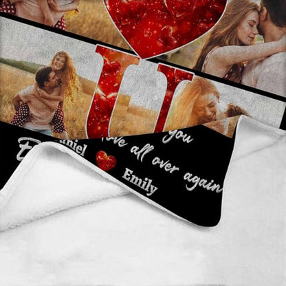 D-Story Custom Photo Blankets with Names Personalized Valentine's Day Gifts for Her Him Customized Picture Blanket Flannel Throw Blanket I Love You Couple Gifts for Wife Husband Anniversary Wedding - color: Vd02