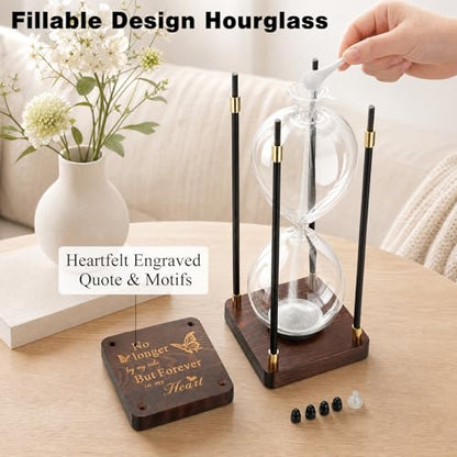 Abooxiu Hourglass Cremation Urns for Human Ashes, Fillable Memorial Hourglass Keepsake Urns for Ashes Small Urn for Human Ashes Mini Urn Wooden Urn for Adult Male Women, Sympathy Remembrance Gift