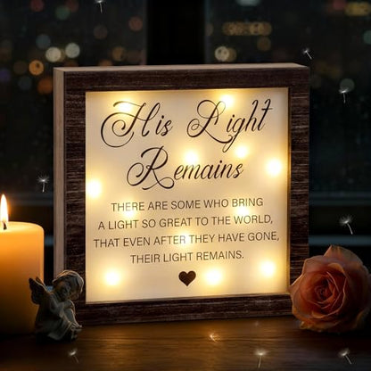 RattanView Loss Sympathy Gift Men Her Light Remains LED Sign - color: Walnut, style: Men
