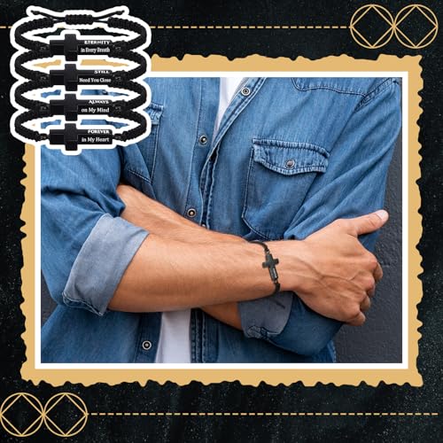 Ecation Cremation Jewelry, Urn Bracelet for Ashes - color: Black, style: Christian