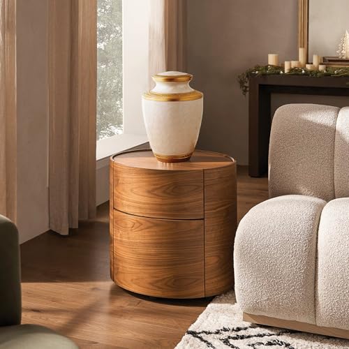 AspenStudio White Gold Brass Urn Cremation for Adult Human Ashes - Large Size Capable to 200 lbs