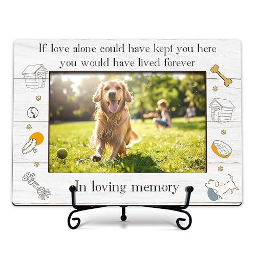 YSTEP Dog Memorial Picture Frame, Pet Loss Gift, Memorial Sympathy & Bereavement Gifts for Loss of Dogs, Pet Memorial Frame, Dog Wooden Photo Frames 4x6 In -G01 - style: Style 1