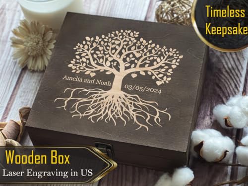 Personalized Name Gifts in Memory of Loved Tree of Life - Custom Engraved Keepsake Box for Cherished Memories & Tributes