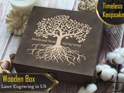 Personalized Name Gifts in Memory of Loved Tree of Life - Custom Engraved Keepsake Box for Cherished Memories & Tributes