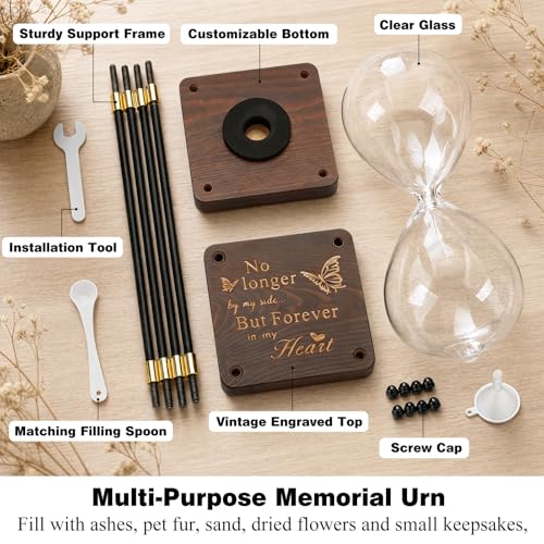 Abooxiu Hourglass Cremation Urns for Human Ashes, Fillable Memorial Hourglass Keepsake Urns for Ashes Small Urn for Human Ashes Mini Urn Wooden Urn for Adult Male Women, Sympathy Remembrance Gift