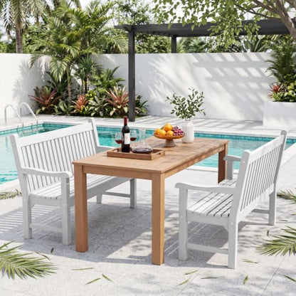 2-Person Outdoor Bench with 700 Lbs Weight Capacity, White | Poly Lumber Weatherproof Garden Bench Seating for Porch, Balcony and Park, All-Weather Patio Bench Furniture - color: White