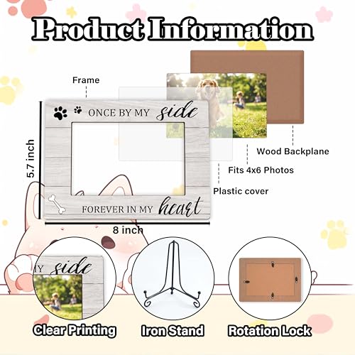 YSTEP Dog Memorial Picture Frame, Pet Loss Gift, Memorial Sympathy & Bereavement Gifts for Loss of Dogs, Pet Memorial Frame, Dog Wooden Photo Frames 4x6 In -G04 - style: Style 4