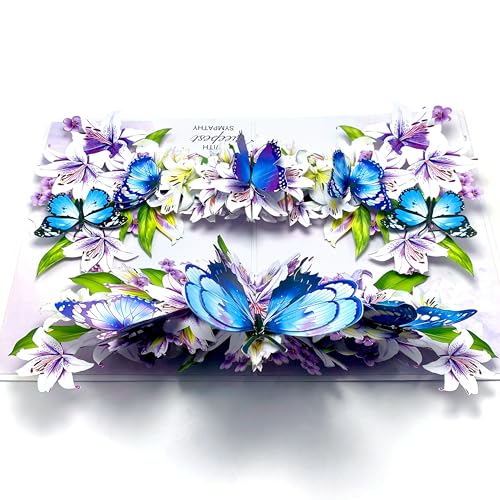 Paper With Deepest Sympathy Card, Lily Pop Up Cards, Loss of Loved One, Pet, Mom, Dad, Child, Thinking Of You, Condolence, Bereavement, Grief (Lily and Butterfly) - color: Lily and Butterfly