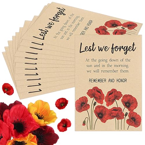 100 Pcs Poppy Memorial Day Envelopes/Mustard Seed of Faith Envelopes No Seed (Contemporary)