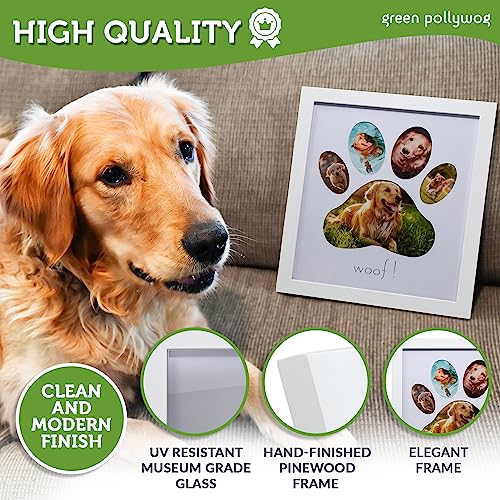 Green Pollywog 5-Opening Paw Print Collage Picture Frame, White - size: 5-Opening Paw Print Frame - White