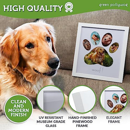 Green Pollywog 5-Opening Paw Print Collage Picture Frame, White - size: 5-Opening Paw Print Frame - White