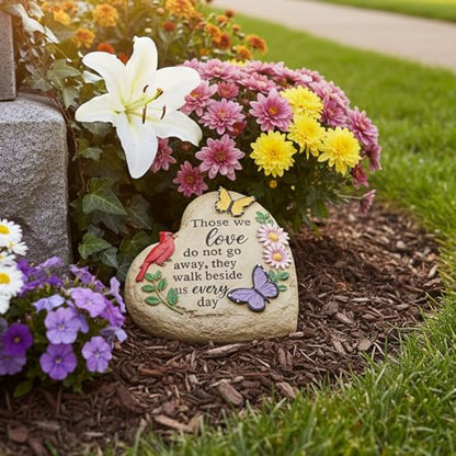 Memorial Garden Stone Cardinal Sympathy Gifts with Butterfly Flowers