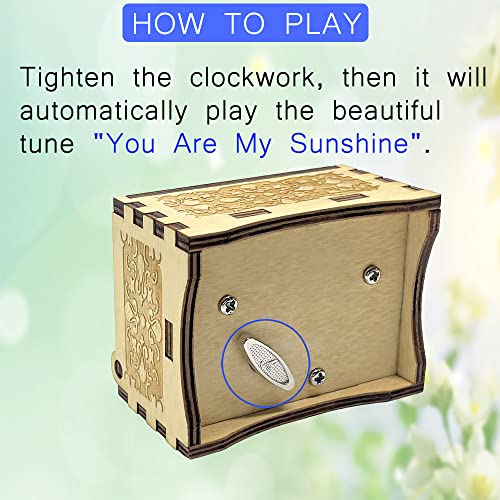 Sooharic You are My Sunshine Music Box for Daughter Son Dad Mom, Unique for Kids Vintage Engraving Wooden Music Box - style: You Are My Sunshine 1