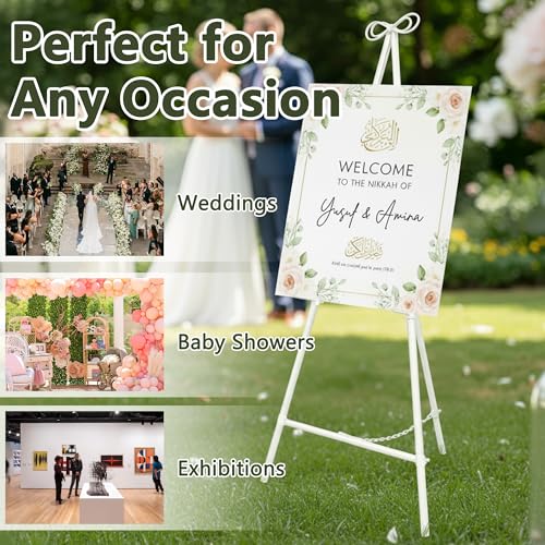 Easel Stand for Sign, Adjustable Easel Stand for Display, Metal Easel Display Stand Heavy Duty, White - color: White