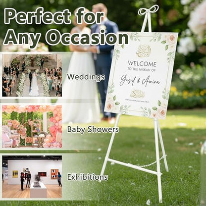 Easel Stand for Sign, Adjustable Easel Stand for Display, Metal Easel Display Stand Heavy Duty, White - color: White