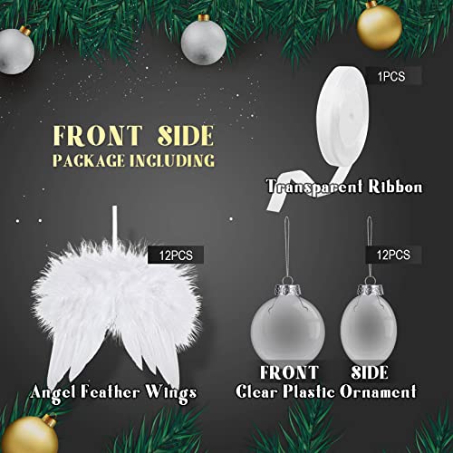 Sratte 12 Sets Xmas Memorial Ornament Fillable Ball Angel Wings,80 mm - size: 80 mm