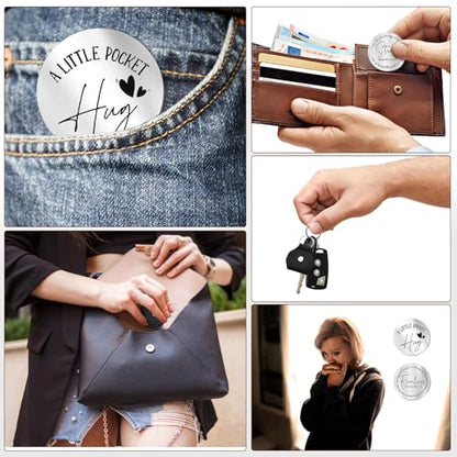 6 Pcs Pocket Hug Token Keychain Christian Gift Long Distance Relationship Keepsake for Women Men Patients(Words Style) - style: Words Style