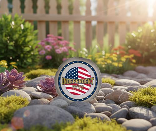 Magnolia Garden 10-Inch Independent Since 1776 Patriotic Stepping Stone – American Flag Resin Garden Walkway Tile – Red White and Blue Outdoor Accent – USA Pride Decoration & Veteran/Military Gift - size: 10 x 10 x 0.63, style: Independent Since 1776