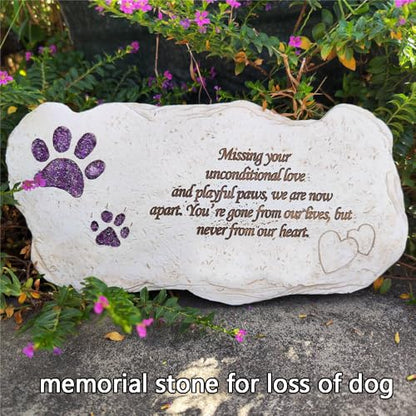 Shinning Paw Prints Pet Memorial Stones Headstones for Dogs or Cats, Resin Pet Grave Stone Plaques Tombstone Memorial Gifts Sympathy Gift for Loss of Dogs Outdoor