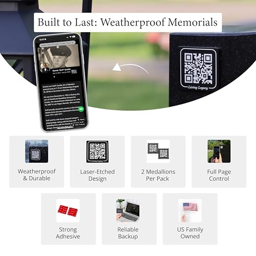 Living Legacy 2-Inch QR Code Memorial Plaque for Headstones and Gravestones - style: Signature