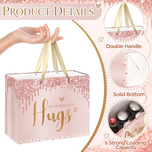 Sympathy Gift Bag for Loss of Loved One Sympathy Gifts Bag with Wrapping Paper and Greeting Card Rose Gold No Words Just Hugs Gift Wrapping Bag Thinking of You Encouragement Bereavement Party Supplies - color: Rose Gold