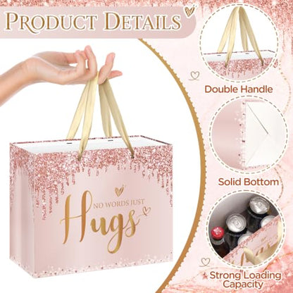 Sympathy Gift Bag for Loss of Loved One Sympathy Gifts Bag with Wrapping Paper and Greeting Card Rose Gold No Words Just Hugs Gift Wrapping Bag Thinking of You Encouragement Bereavement Party Supplies - color: Rose Gold