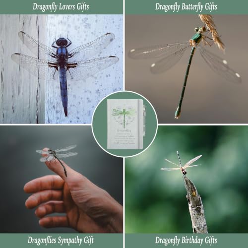 Dragonfly Gifts Women, Inspirational Encouragement Dragonfly Gift Ideas | Hardcover Notebook Green Foil 200 Pages A5 Lined, Dragonfly Themed Gift for Dragonfly Lover Friend Birthday Holiday Christmas - color: Gray-Green