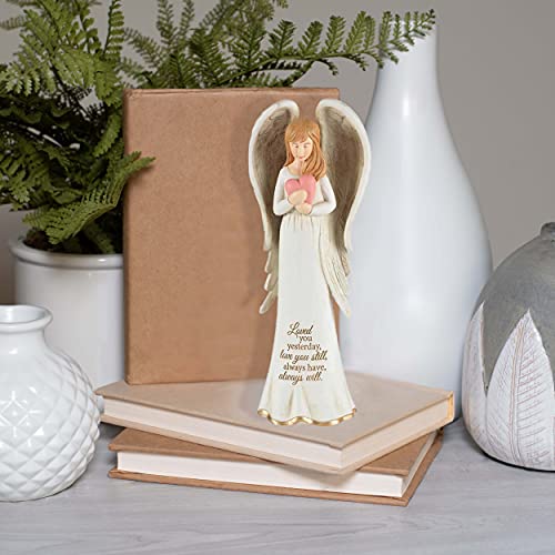 Dicksons Loved You Yesterday Angel with Heart Ivory 3.5 x 8 Resin Stone Tabletop Figurine