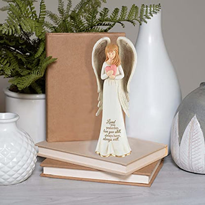 Dicksons Loved You Yesterday Angel with Heart Ivory 3.5 x 8 Resin Stone Tabletop Figurine