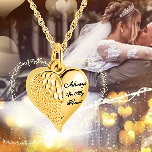 shajwo Cremation Jewelry Angel Wing Heart Urn Necklaces for Ashes Memorial Keepsake Pendant for Women Men - style: Open Style-Grandma