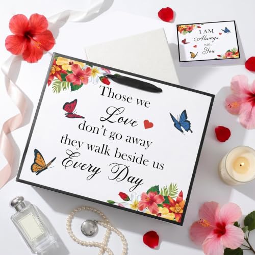 Butterfly Sympathy Gift Bag for Loss of Loved One Memorial Wrapping Paper Bag with Sympathy Card Tissue Paper Those We Love Don't Go Away Bag for Funeral Loss of Dog Pet Mom Dad Husband Bereavement - color: Butterfly