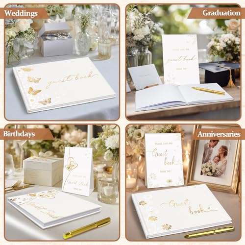 Butterfly Wedding Guest Book,9x7in Pearlescent Guest Book Wedding Reception | Wedding Guest Book 112 Pags,Baby Shower & Birthday, Unique Engagement Gift for Newly Engaged Couples(Butterfly) - color: Butterfly