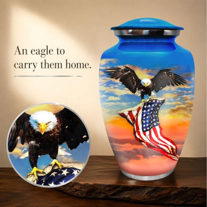 Urns for Human Ashes Adult Man - Large Patriotic Cremation Urn for Ashes Adult Male & Female - Memorial Funeral Urn, 200 Cubic Inches (Denim Blue, Large)