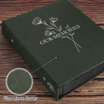 Lanpn Photo Album 4x6 400 Pockets, Linen OUR MEMORIES Hardcover Photo Book Photobook Holds 400 Vertical Pictures Only Green - color: Green, size: 400 Photos
