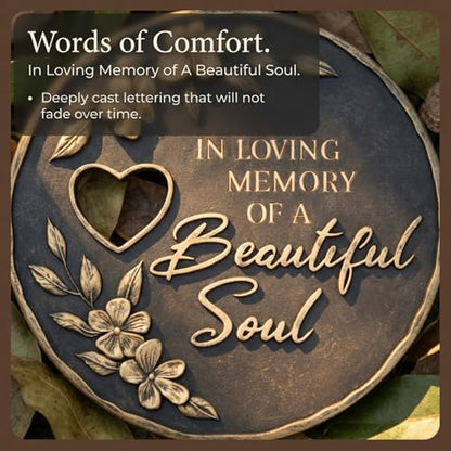The Bridge Collection “in Loving Memory of A Beautiful Soul” Memorial Garden Stone – Sympathy Gift for Loss of Loved One – Outdoor Remembrance Garden Stone Tribute Decor