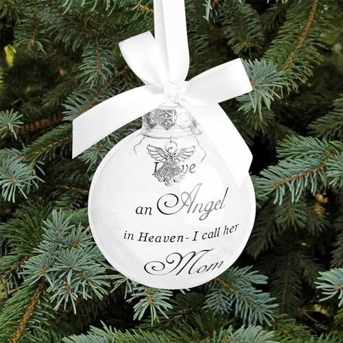 Christmas Memorial Feather Ball Angel Ornament I Have an Angel in Heaven I Call Her Mom Family Memorial Loss of Loved One Hanging Pendant Xmas Tree Décor - color: Mom