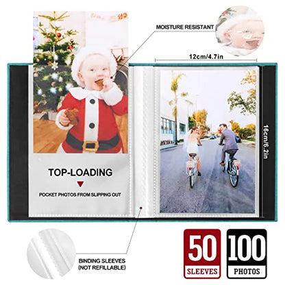Ywlake Photo Album 4x6 100 Pockets 2 Packs, Small Mini Capacity Linen Photo Album Bulk Sets, Each Pack Holds 100 Top Loader Vertical Only Picture for Kids Boy Girls Teal - color: Teal, size: 100 Pockets/2PK