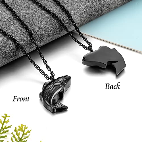 Dletay Fish Cremation Jewelry for Ashes Memorial Ashes Keepsake Necklace Urn Necklace Pendant - color: Black