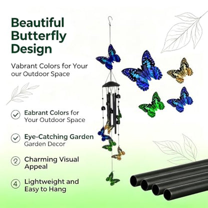 Wind Chimes for Outside, Butterfly Garden Windchimes Memorial Windchimes - color: Butterfly Wind Chimes