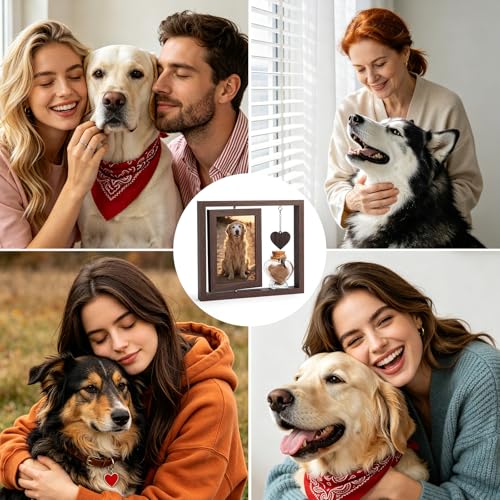 Blue Union Pet Memorial Dog Memorial Gifts for Loss of Dog - Rotating Wooden Picture Frame 4x6“ Gifts Double Sided Display - Remembrance Keepsake Loss of Dog Sympathy Gift for Dog Lovers & Cat Lovers